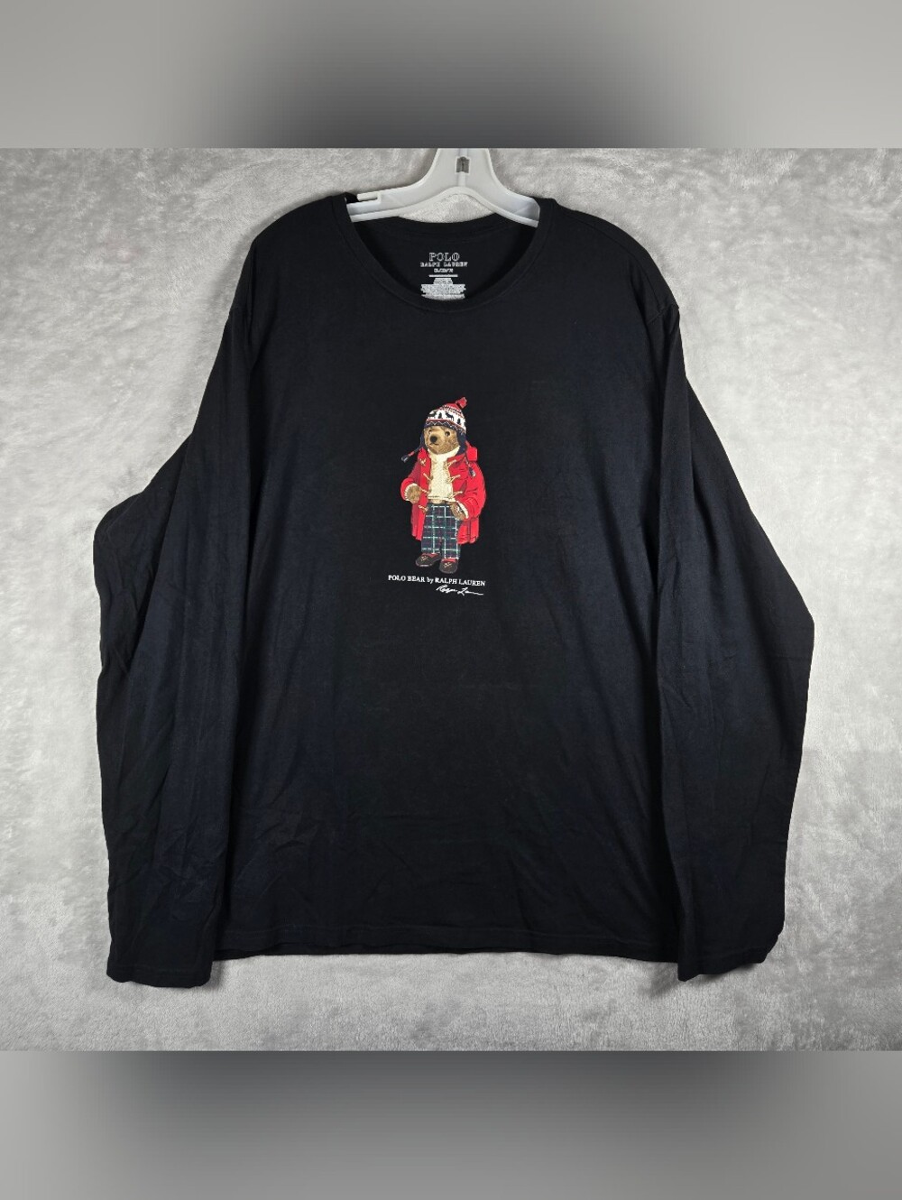 Polo Ralph Lauren Winter Bear Long Sleeve T-Shirt Mens Size XL Extra Large Black